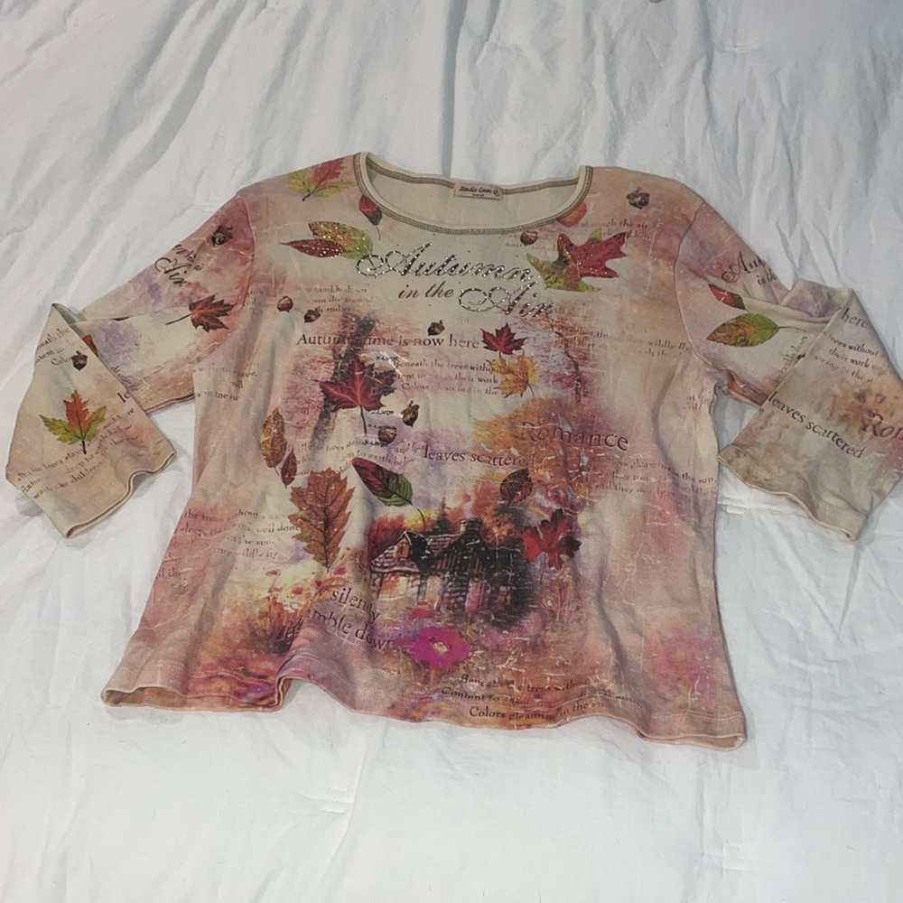 Autumn Leaves Graphic Long Sleeve Top